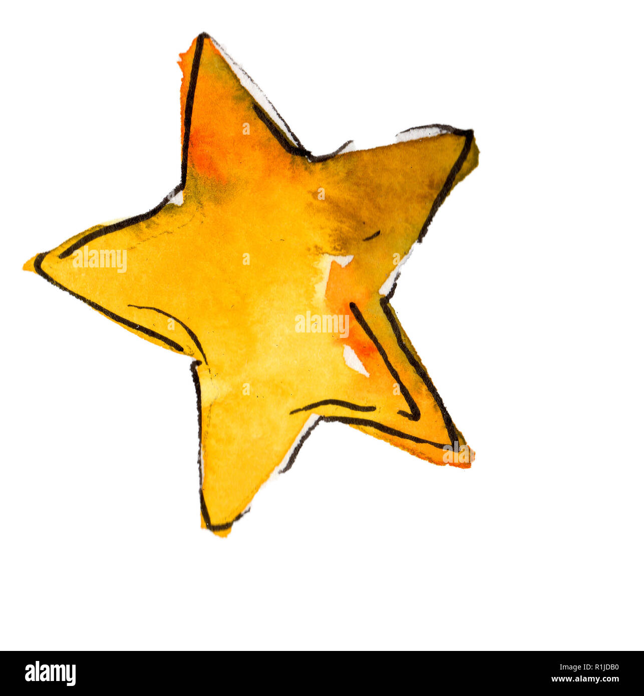 Isolierte gelbe Stern Abbildung Element. Weihnachten Winter Urlaub Symbol  in einem Aquarell Stil isoliert. 2018 Jahr Stockfotografie - Alamy