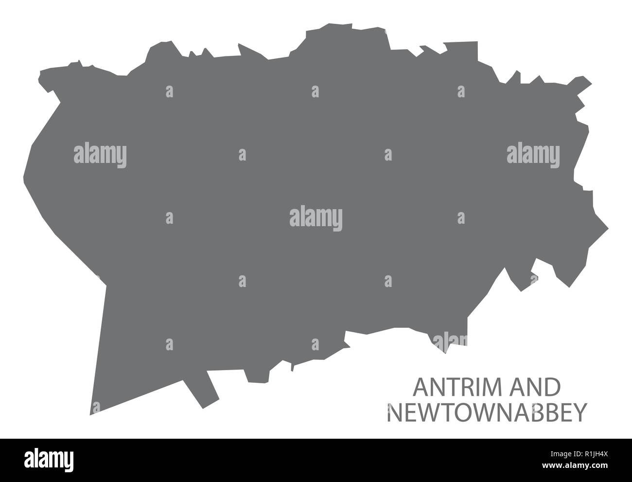 Antrim und Newtownabbey Karte grau Stock Vektor