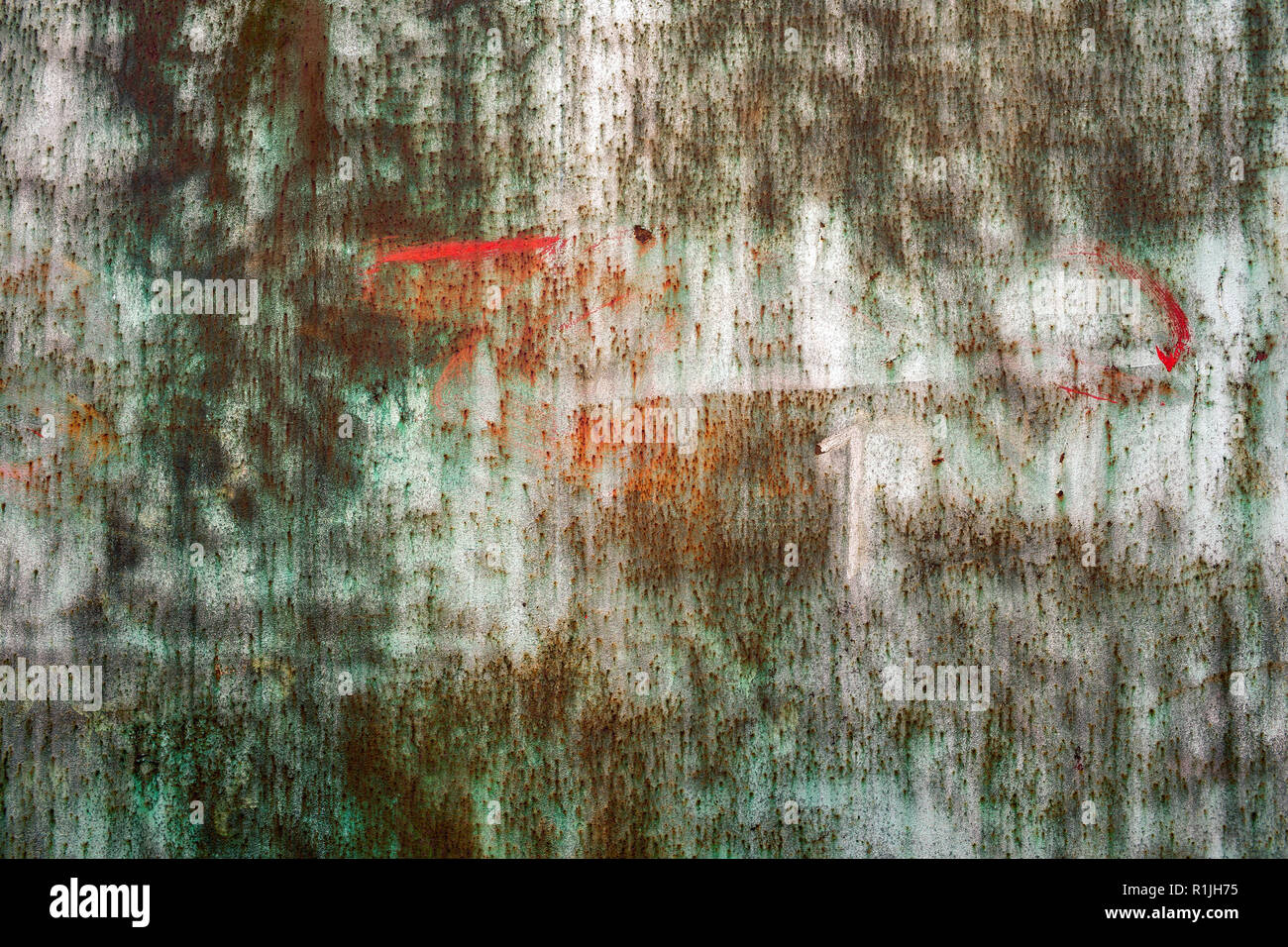 Metall oder Stahl farbigen Hintergrund oder Textur eines Lagers Tor oder an der Wand. Stockfoto