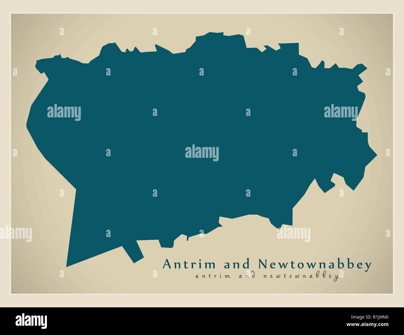 Antrim und Newtownabbey karte des bezirkes in Nordirland Stock Vektor