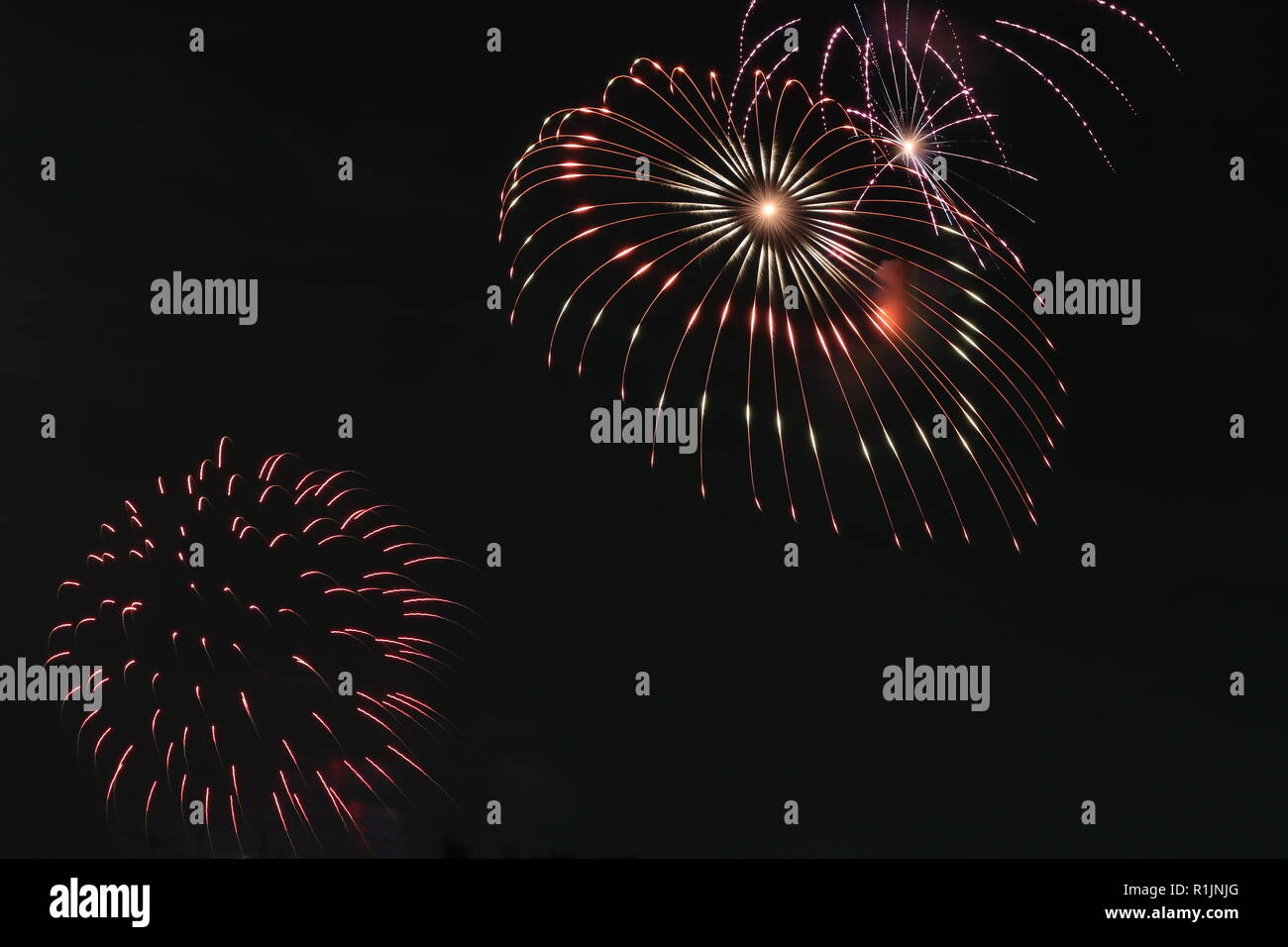 Feuerwerk während einer Fireworks Festival, Tokio, Japan explodiert Stockfoto