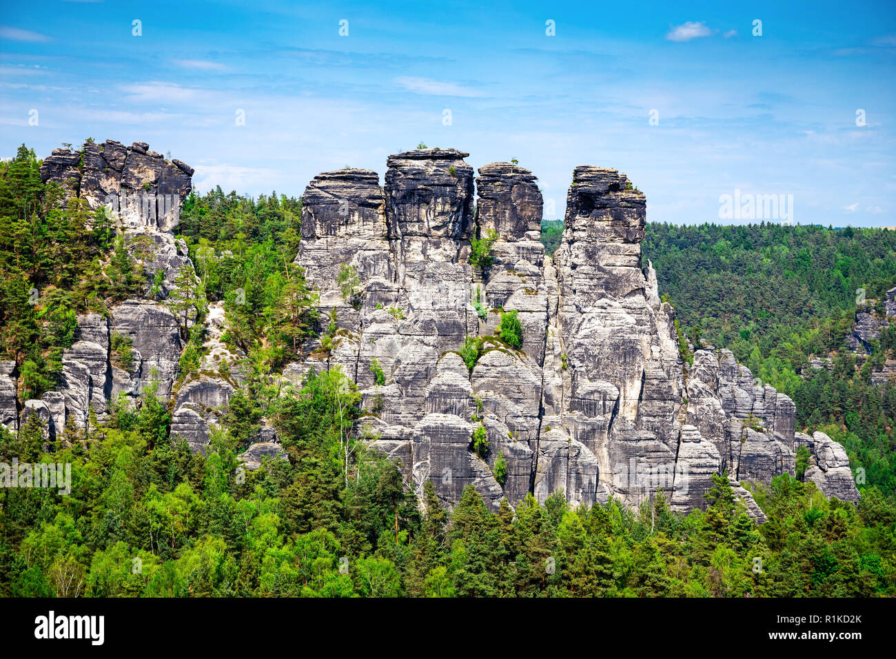 Bastei Felsformation Stockfoto