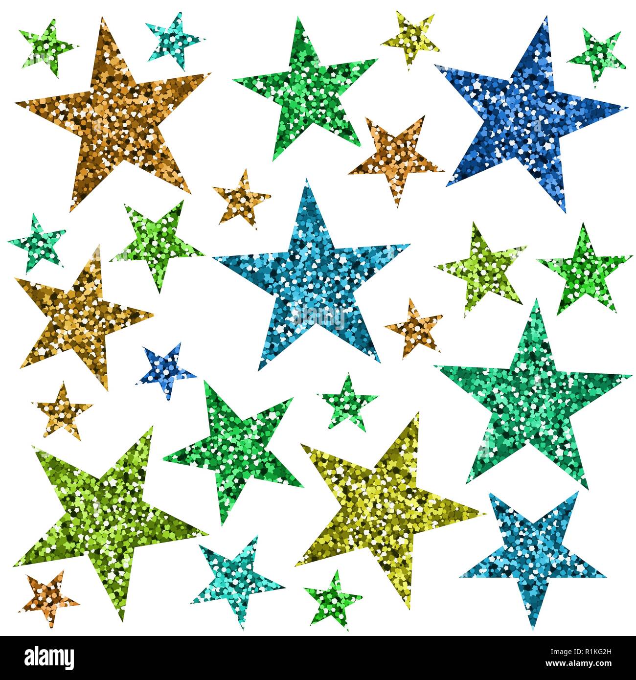 Rote Grune Blaue Und Gelbe Sterne Weisser Hintergrund Vector Illustration Die Textur Der Glitter Stock Vektorgrafik Alamy