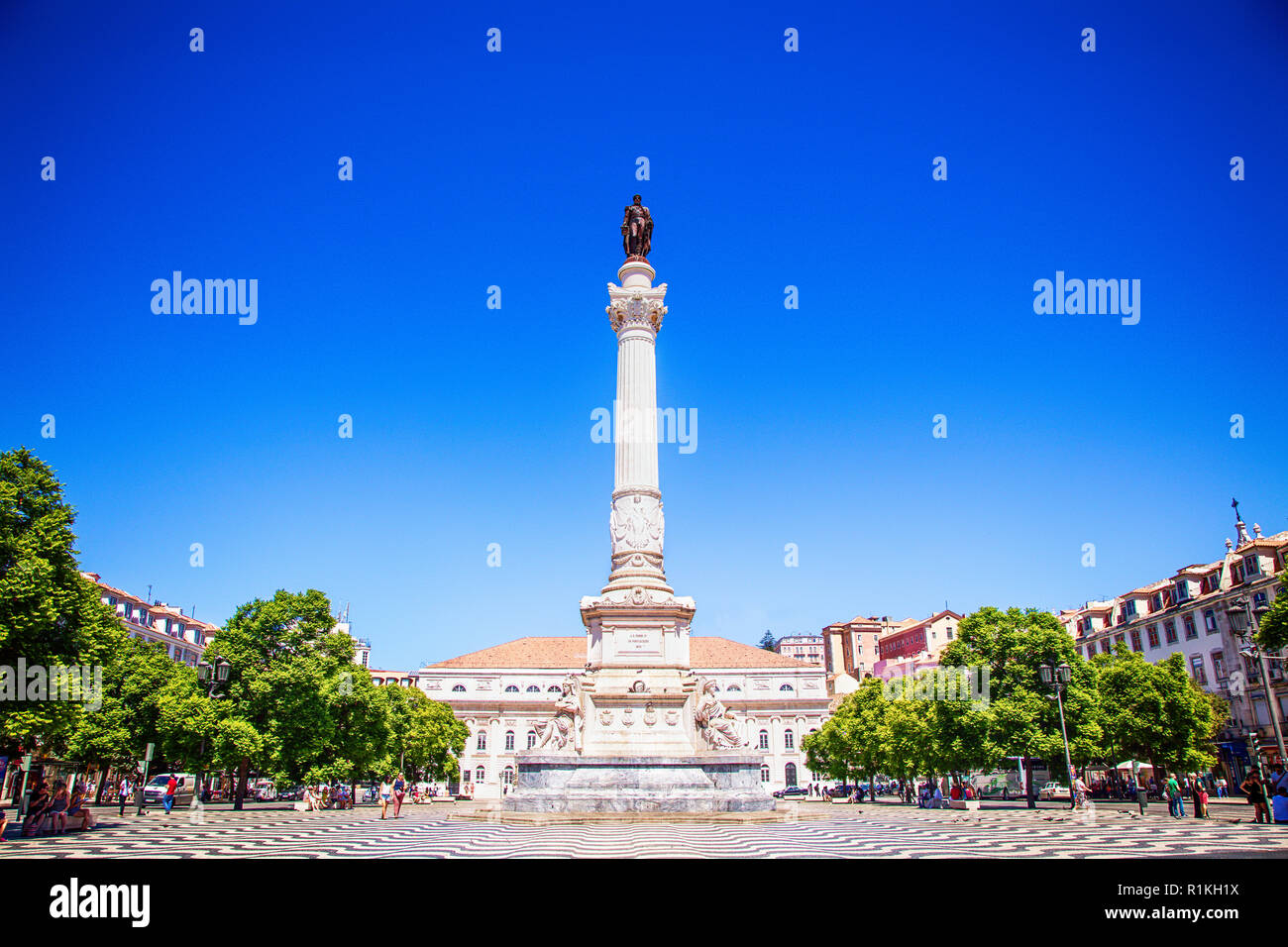 Statue Dom Pedro IV, Rossio-Platz, Lissabon, Portugal Stockfoto