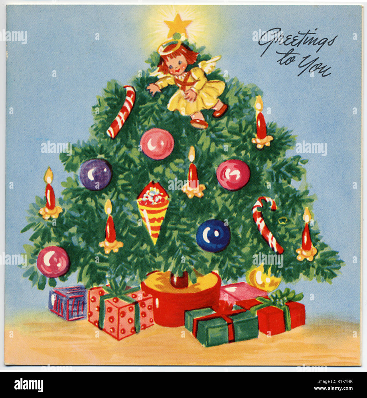 Vintage Suss Weihnachtskarte Design Aus Zwischen 1930 1950 Im Alter Niedlich Abbildung Stockfotografie Alamy