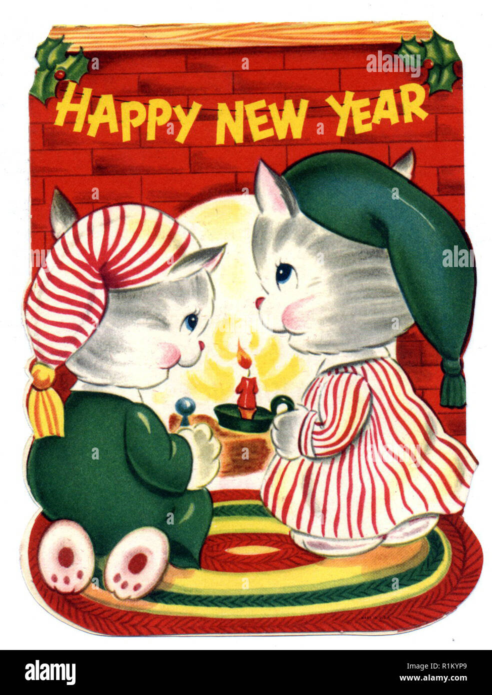 Vintage Suss Weihnachtskarte Design Aus Zwischen 1930 1950 Im Alter Niedlich Abbildung Stockfotografie Alamy