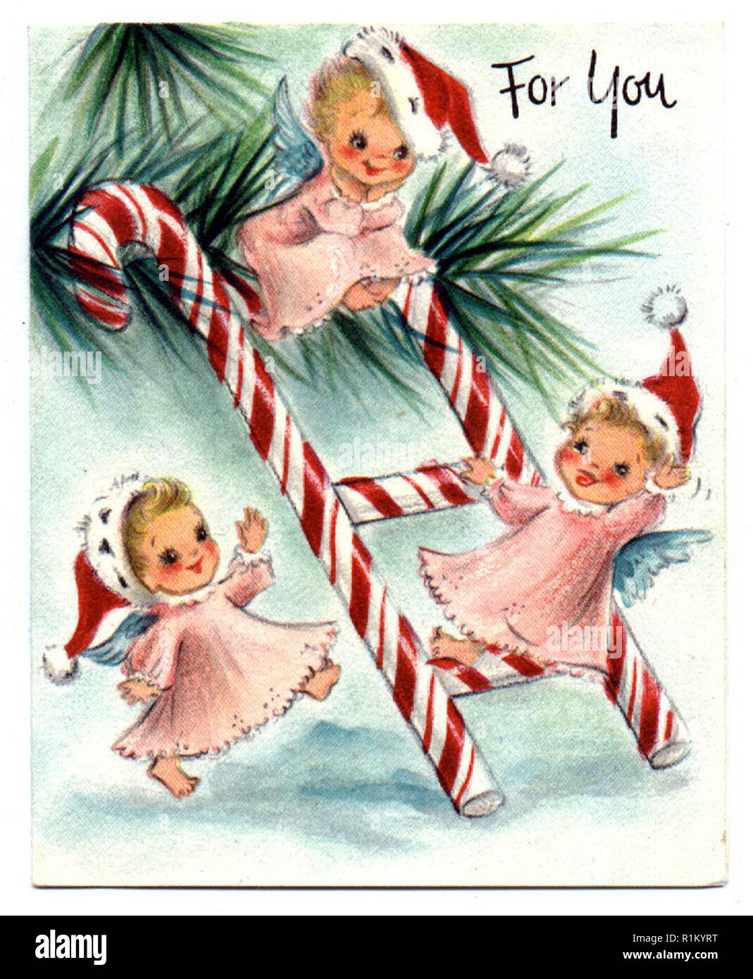 Vintage Suss Weihnachtskarte Design Aus Zwischen 1930 1950 Im Alter Niedlich Abbildung Stockfotografie Alamy