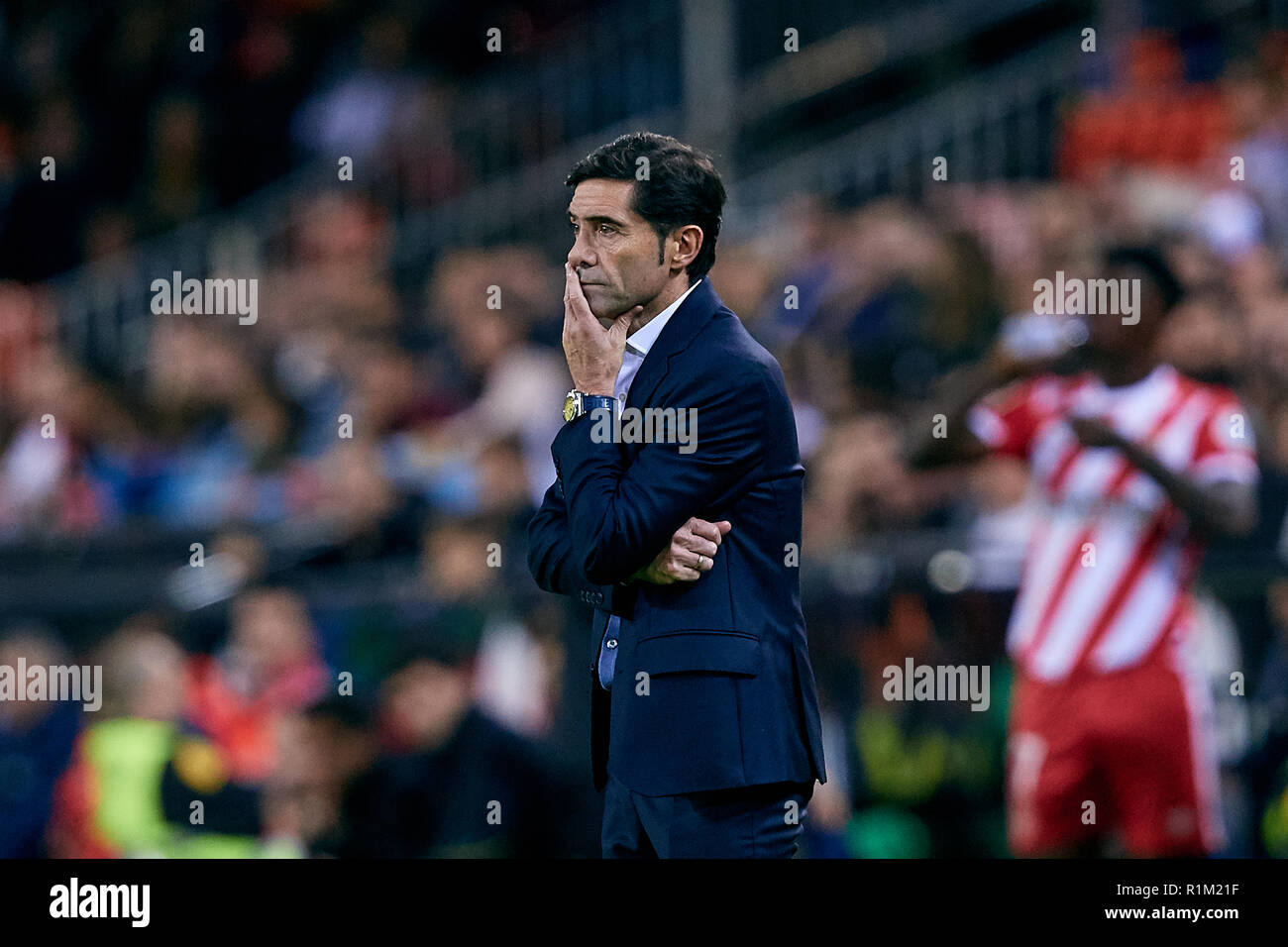 VALENCIA, Spanien - November 03: Marcelino Garcia Toral Haupttrainer von Valencia CF während des La Liga Match zwischen Valencia CF und FC Girona im Estadio Mestalla am 3. November 2018 in Valencia, Spanien. (MB) Stockfoto