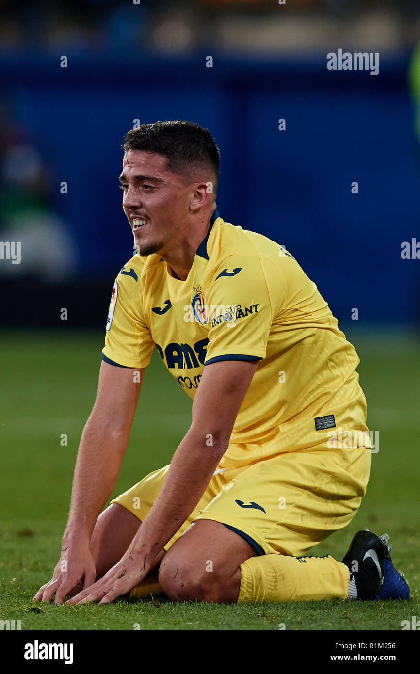 VILLAREAL, SPANIEN - November 04: Pablo Fornals von Villarreal CF reagiert auf die Tonhöhe während des La Liga Match zwischen Villarreal CF und Levante UD an Estadio de la Ceramica am 4. November 2018 in Villareal, Spanien. David Aliaga/MB Media Stockfoto