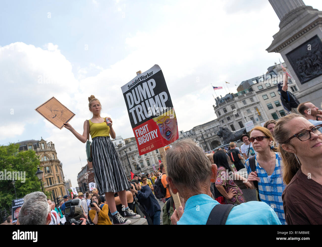 100 000 Menschen gegen den Besuch von Donald Trump in der UK, London vom 13. Juli 2018 gezeigt Stockfoto