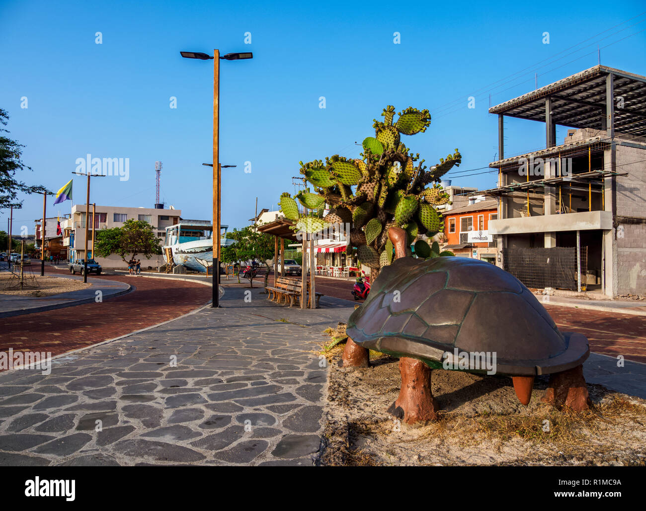 Schildkröte Denkmal, Puerto Baquerizo Moreno, San Cristobal oder Chatham Island, Galapagos, Ecuador Stockfoto