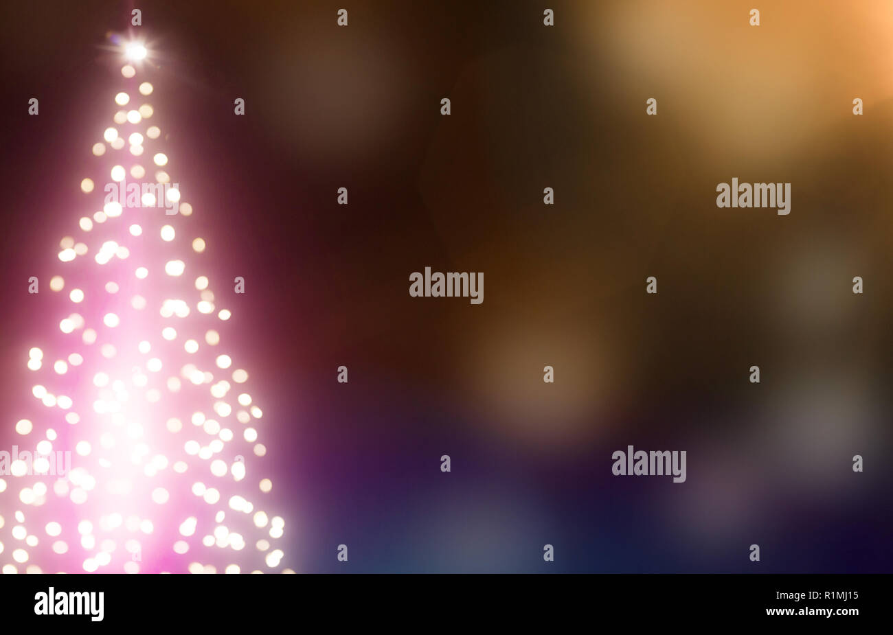 Weihnachten bokeh Hintergrund mit beleuchteten Weihnachtsbaum Stockfoto