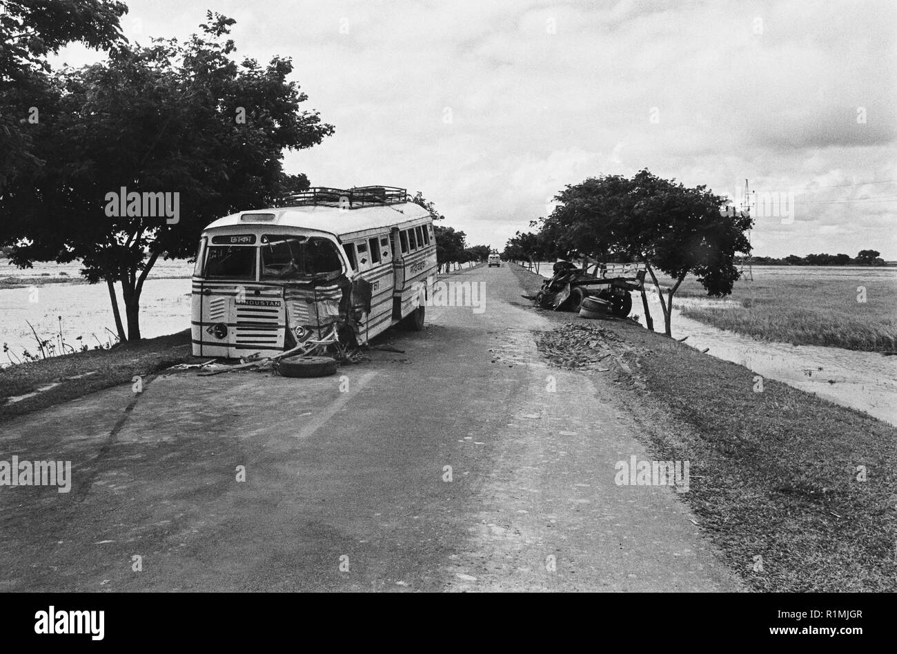 Bus crash Hauptstraße Dhaka zu Sylhet 1980 Stockfoto