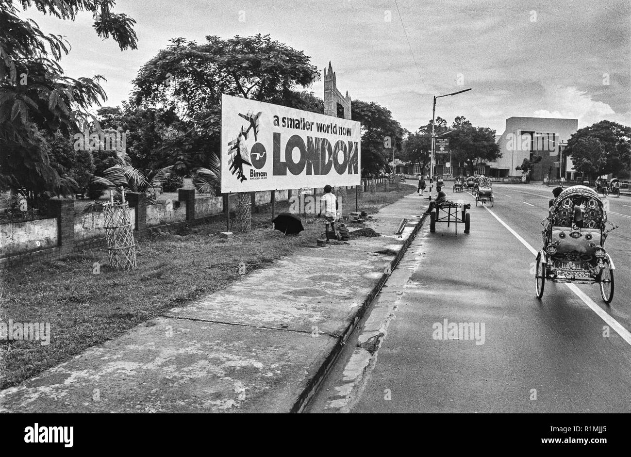 Das Horten, handbemalt, Werbung nationale Fluggesellschaft Dhaka 1980 Stockfoto