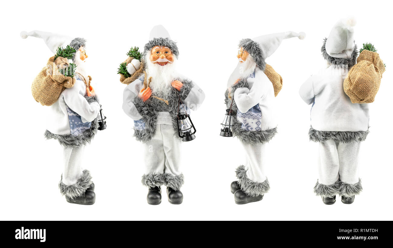 Santa Claus Doll isoliert vor weißem Hintergrund. Die Puppe wird einmal und sehen Sie verschiedene Positionen Stockfoto