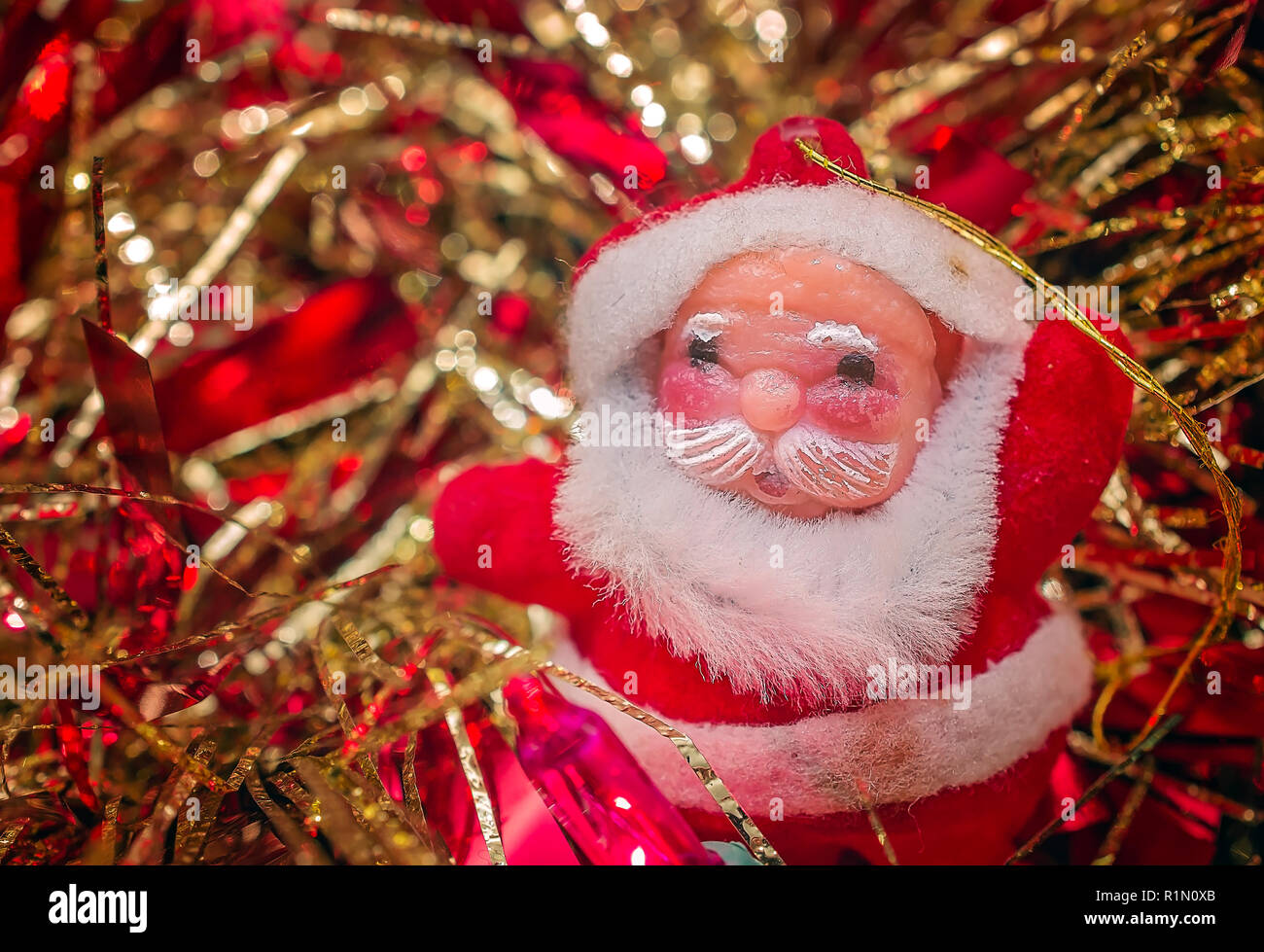 Der Jahrgang 1950 Die 1960er Weihnachten Santa Ornament ist dargestellt, 31. Dezember 2015, in Coden, Alabama. Stockfoto