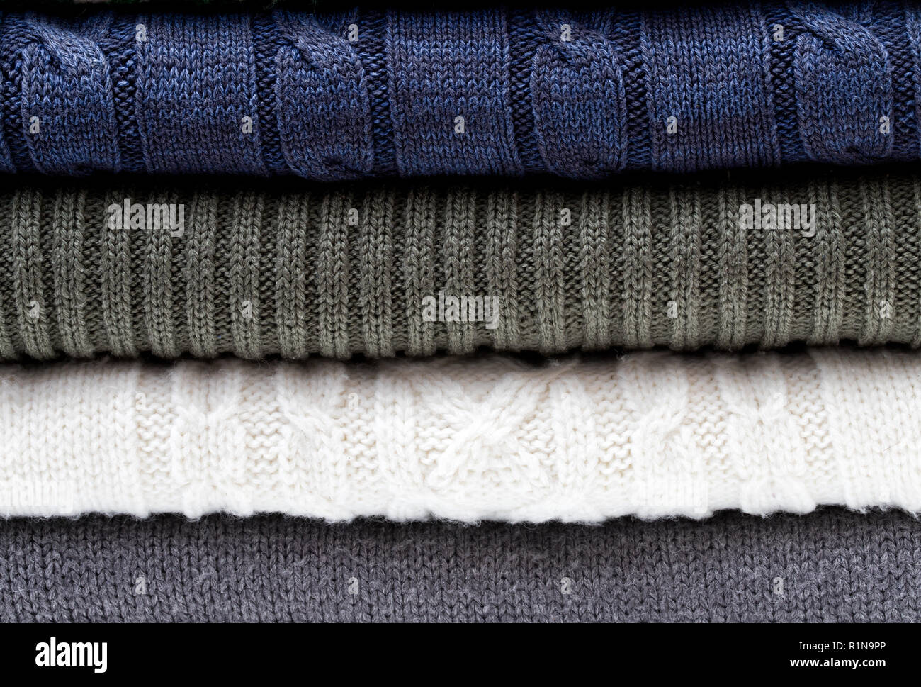 Gefaltete Strick Pullover Muster Stockfoto