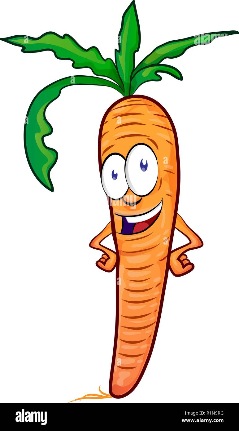 Karotte Maskottchen Karikatur auf weißem Hintergrund Stock Vektor