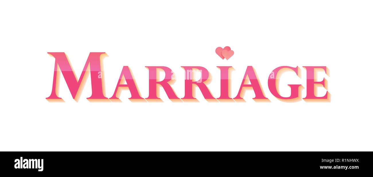 Ehe, Stil rosa Aushängeschild für Hochzeit, Website oder Store-Vector Illustration isoliert auf Weiss. Stock Vektor