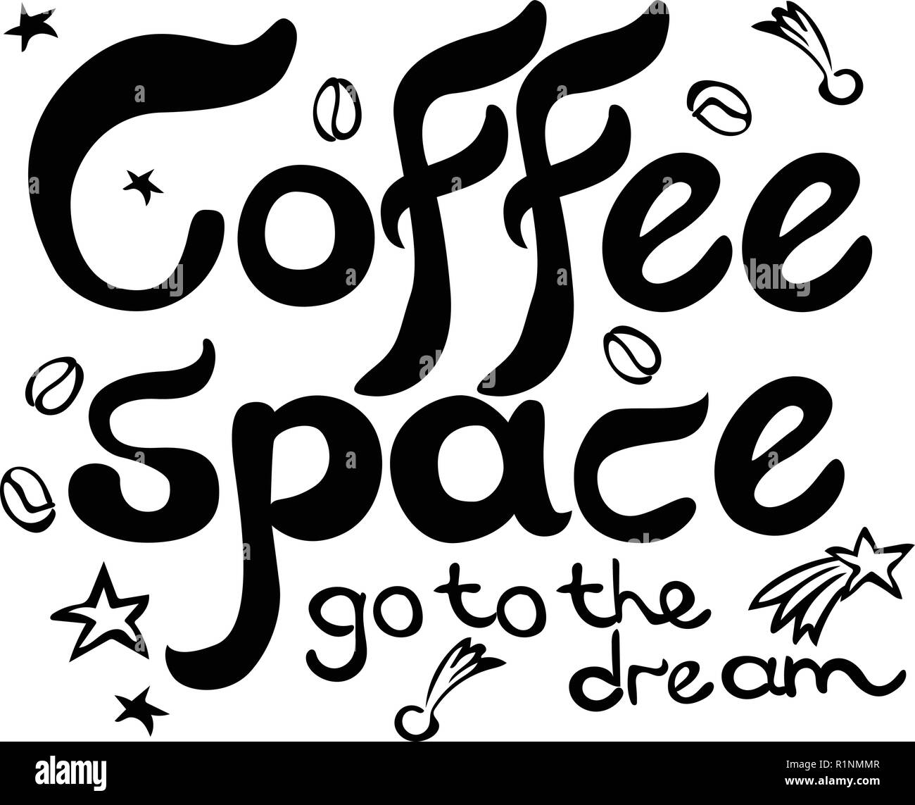 Stilvolle Abbildung mit Tasse Kaffee. Hipster poster Design. Vector Hintergrund mit SPACE-Elemente auf der Schale und Beschriftung/Raum. Stock Vektor