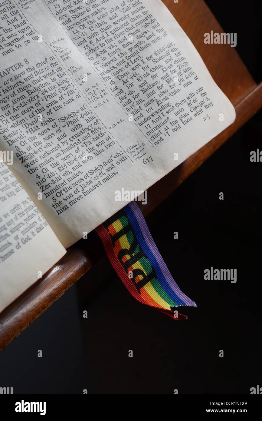 Bibel Gay Pride Stockfoto