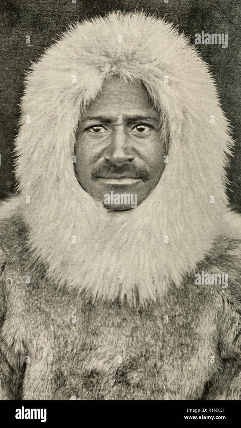 Matthäus ein Henson unmittelbar nach dem Schlitten Reise zum Südpol und zurück, 1909. Matthäus ein Henson, eine Afrikanische amerikanische Forscher, war Mitglied der Peary Expedition, war der erste, der den Nordpol Stockfoto