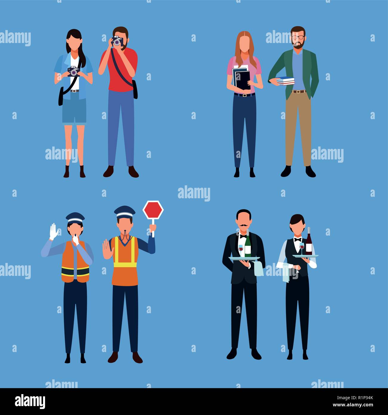 Von Jobs und Berufe Arbeitnehmer avatar Vector Illustration graphic design Stock Vektor