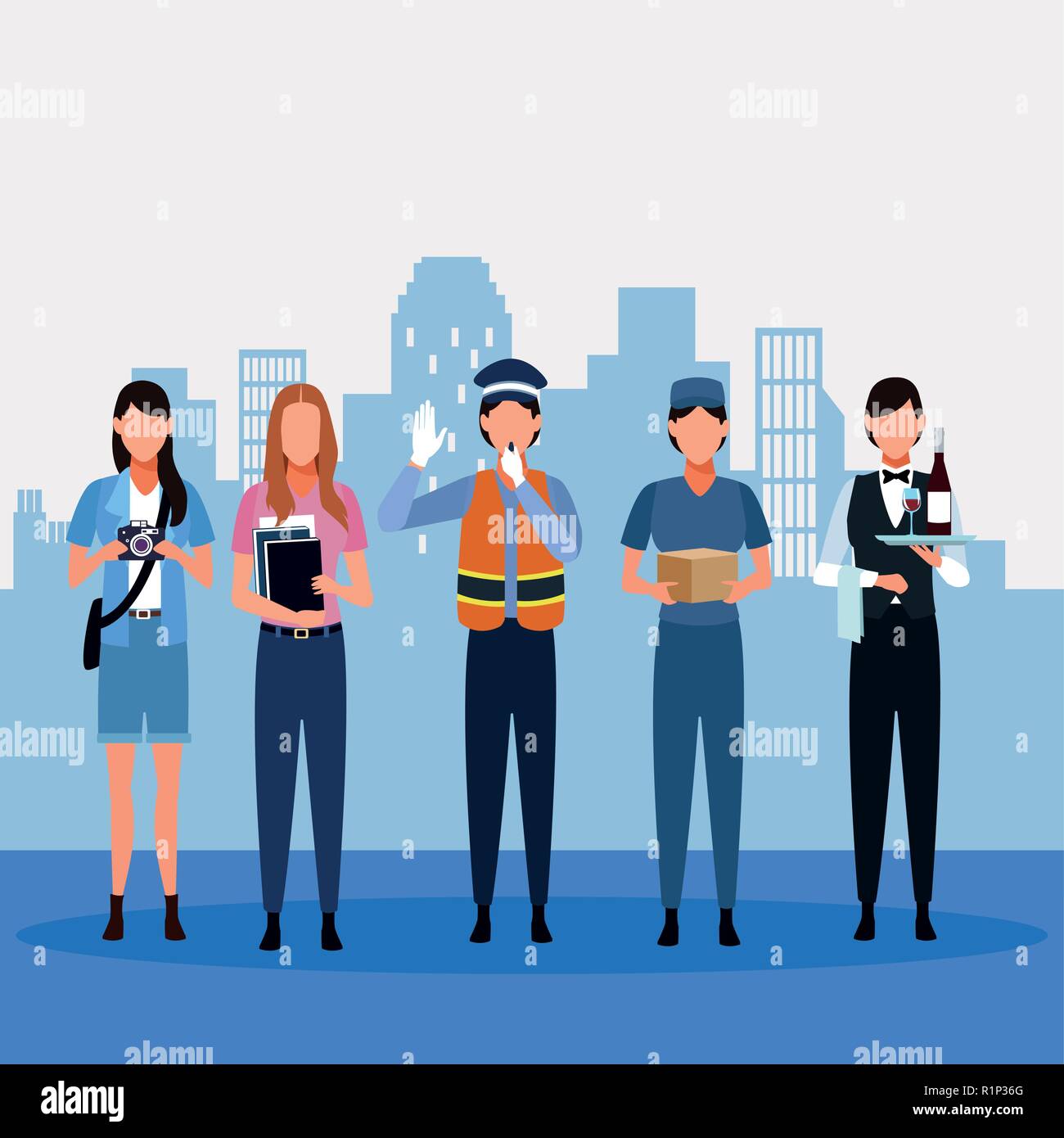 Von Jobs und Berufe Arbeitnehmer avatar Vector Illustration graphic design Stock Vektor