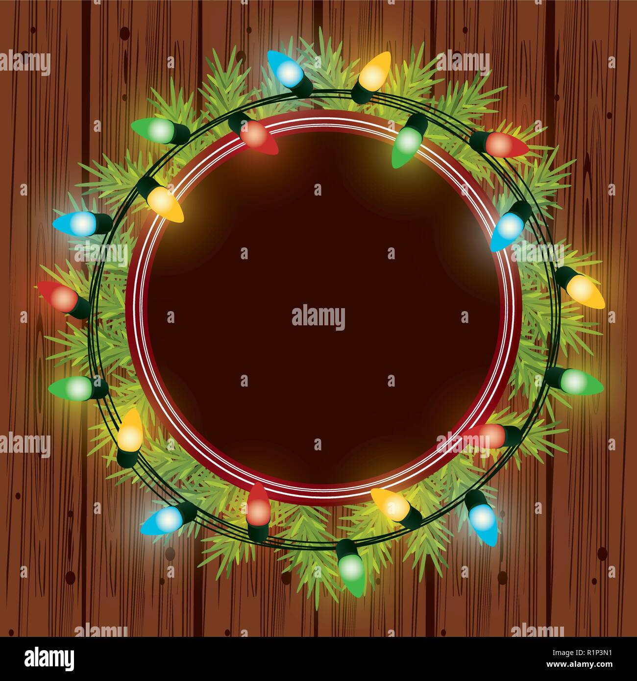 Weihnachten Kranz mit Beleuchtung zur Dekoration Vector Illustration graphic design Stock Vektor