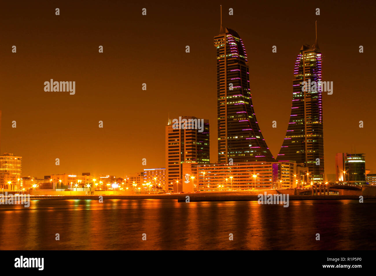 Schöne Nacht Landschaften in Bahrain Stockfoto
