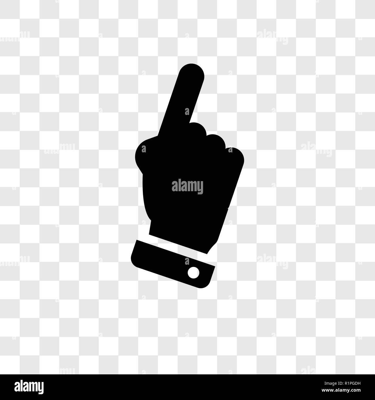 Hand mit erweiterter Zeigefinger vektor Icon auf transparentem Hintergrund isoliert, Hand mit erweiterten Zeigefinger Transparenz logo Konzept Stock Vektor