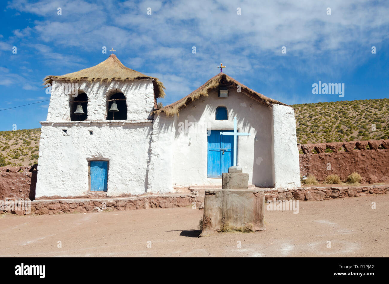 Kirche in Machuca, in der Nähe von San Pedro de Atacama, Chile Stockfoto