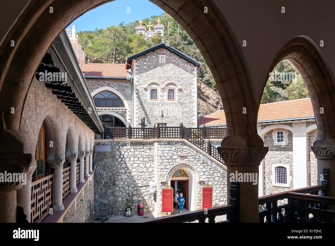 Hof, Kykkos Kloster Kykkos, Troodos-gebirge, Limassol District, Republik Zypern Stockfoto