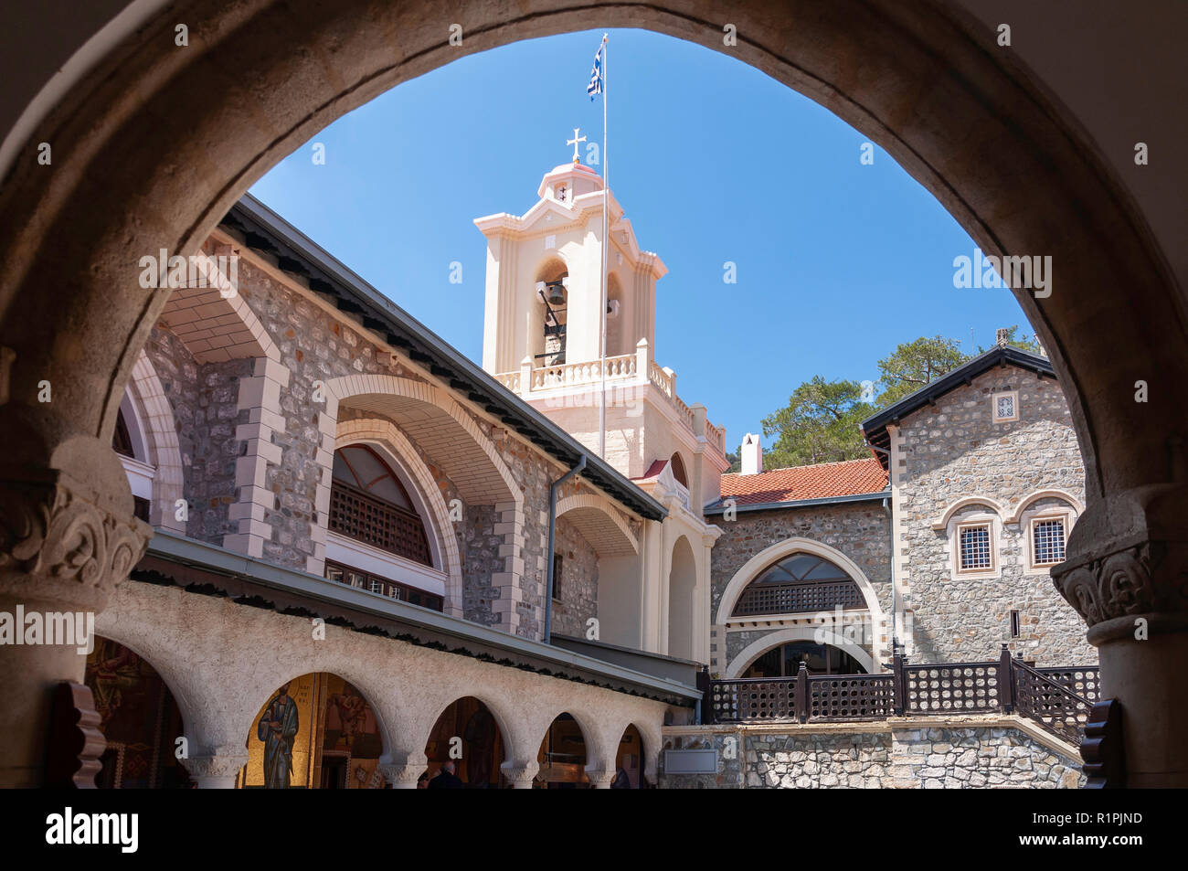 Hof, Kykkos Kloster Kykkos, Troodos-gebirge, Limassol District, Republik Zypern Stockfoto