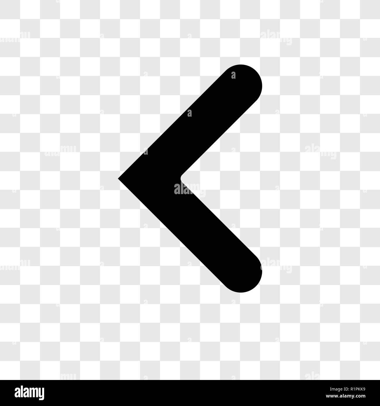 Pfeil nach links Vektor Icon auf transparentem Hintergrund isoliert, Pfeil nach links Transparenz logo Konzept Stock Vektor
