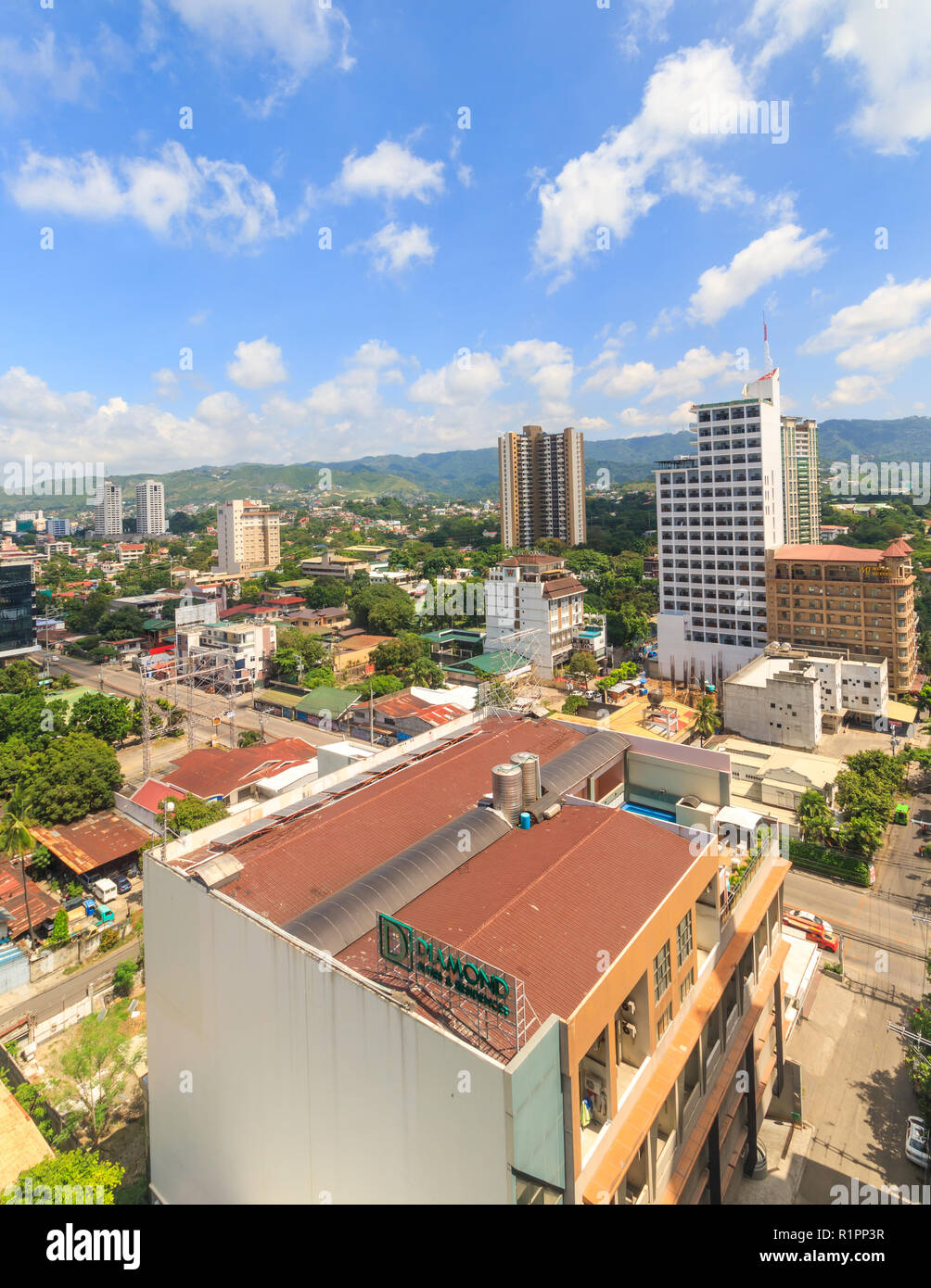 Blick auf die Gebäude in Cebu City Stockfoto
