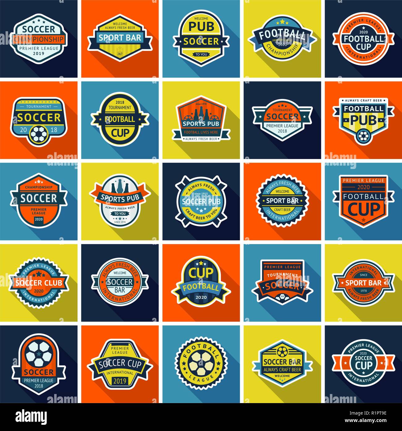 Große, Fußball Pub und Fußball-Abzeichen Stock Vektor