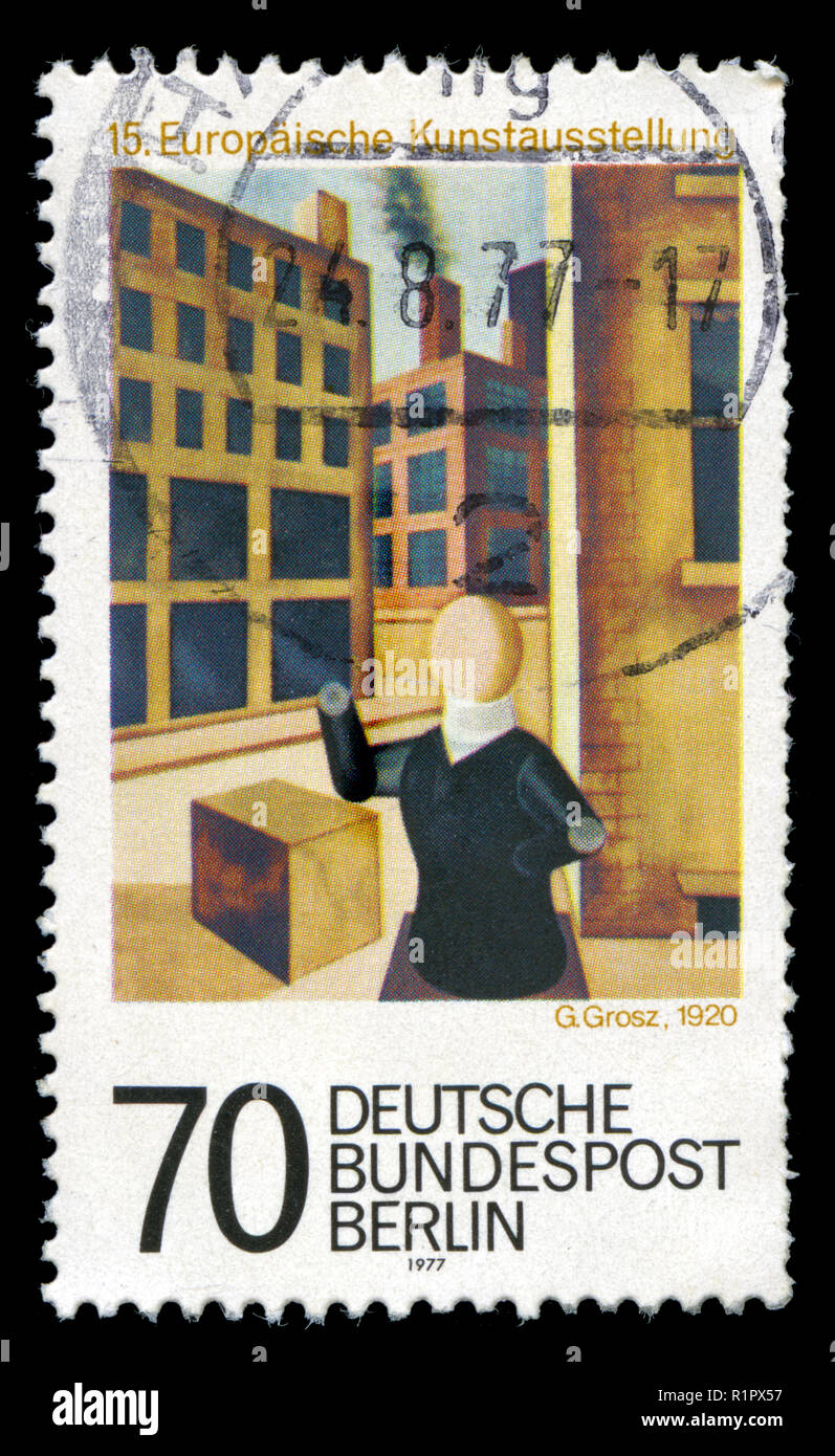 Briefmarken aus Berlin in der europäischen Kunst Ausstellung Serie 1977 ausgestellt Stockfoto