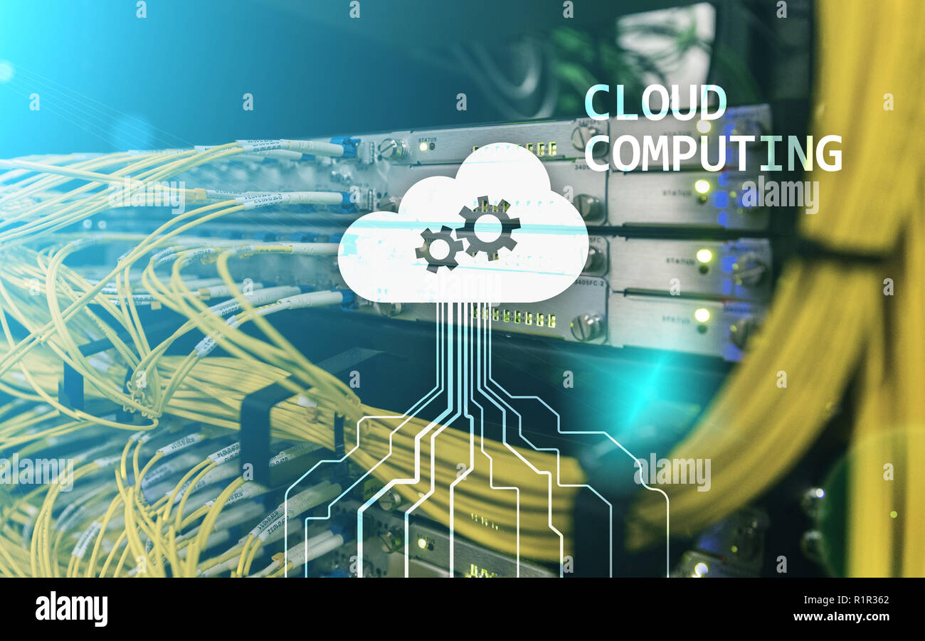 Cloud Computing und Networking Konzept auf Server zimmer Hintergrund. Stockfoto