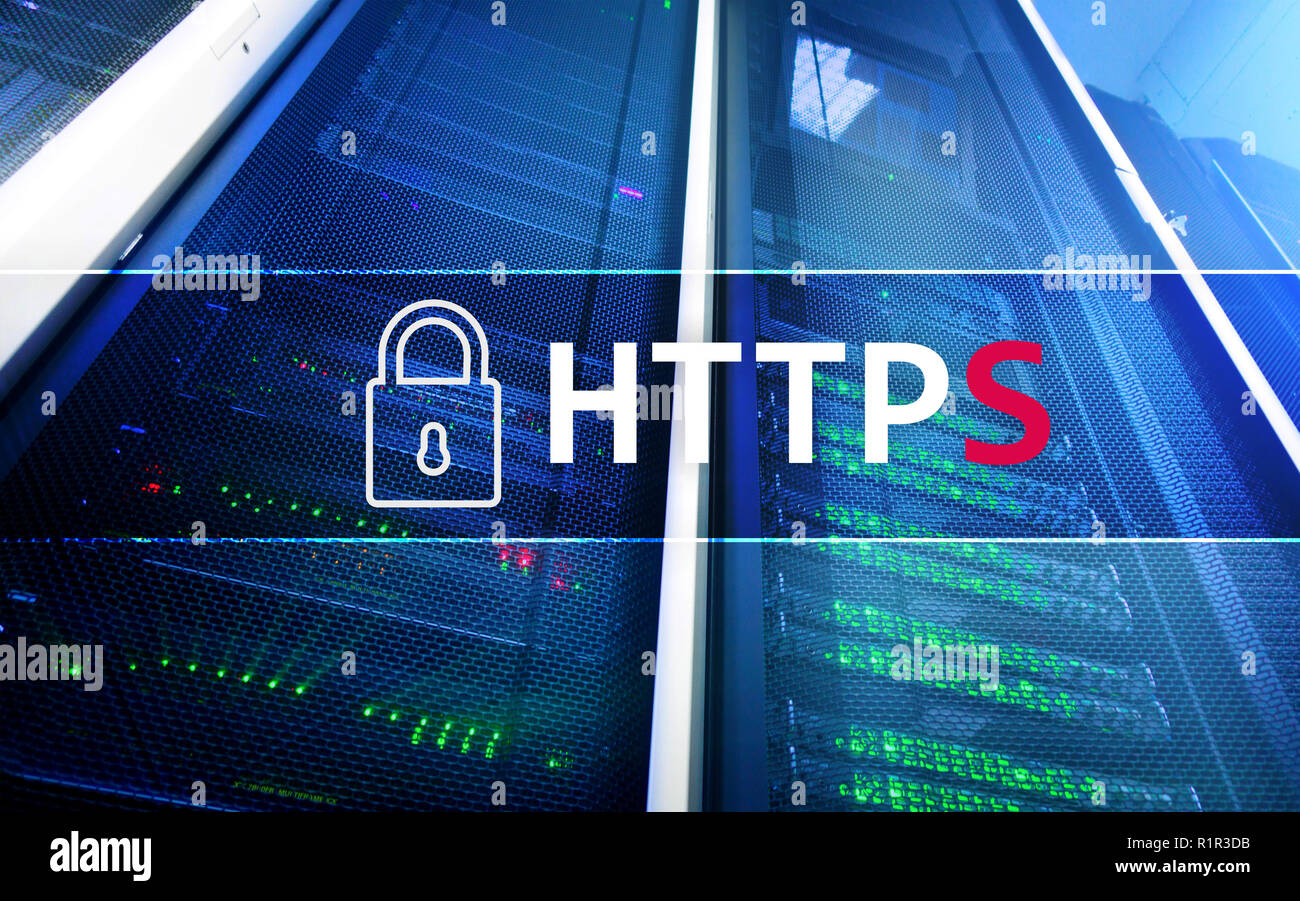 HTTPS, Secure Data Transfer Protokoll, das im World Wide Web verwendet. Stockfoto