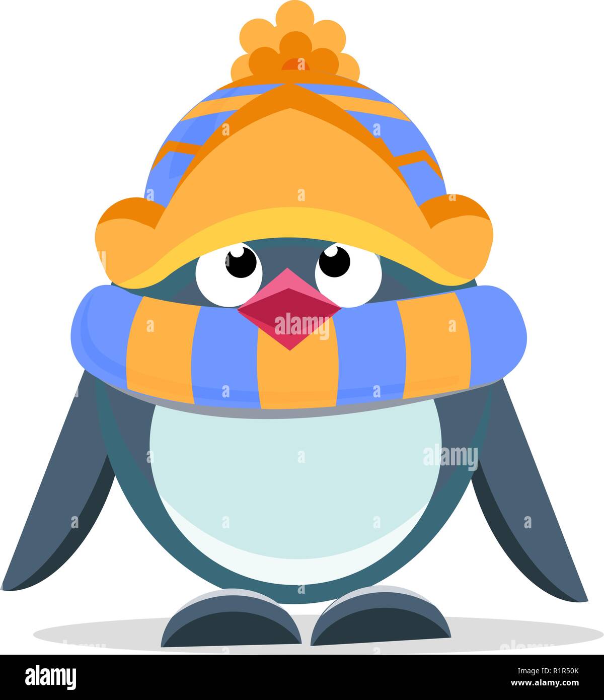 Cute penguin mit einem Schal - Symbol Frohe Weihnachten Stock Vektor