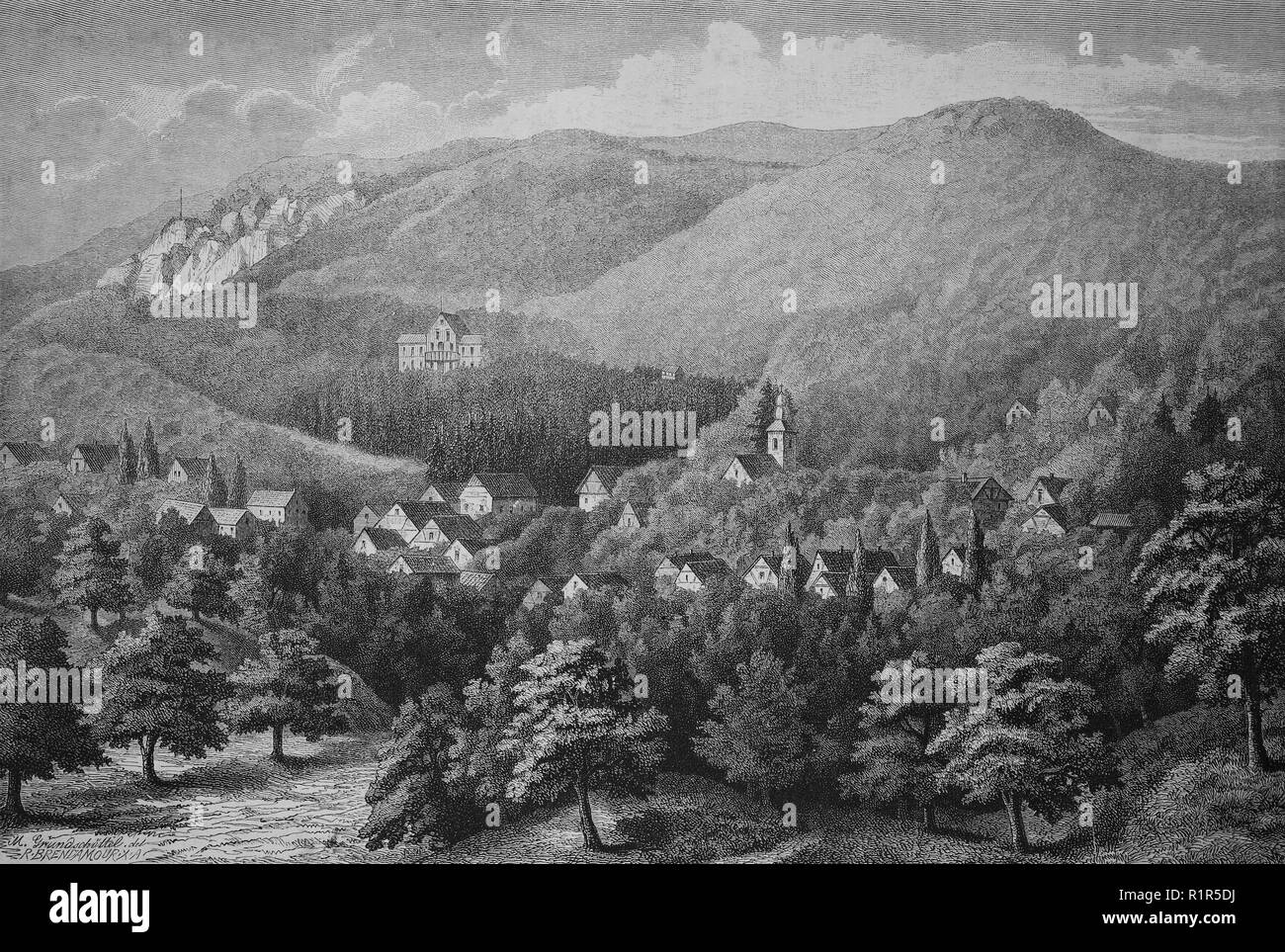 Digital verbesserte Reproduktion, den Donnersberg ist der höchste Gipfel der Pfalz, Pfalz, Region Deutschland, original Drucken aus dem Jahr 1880 Stockfoto