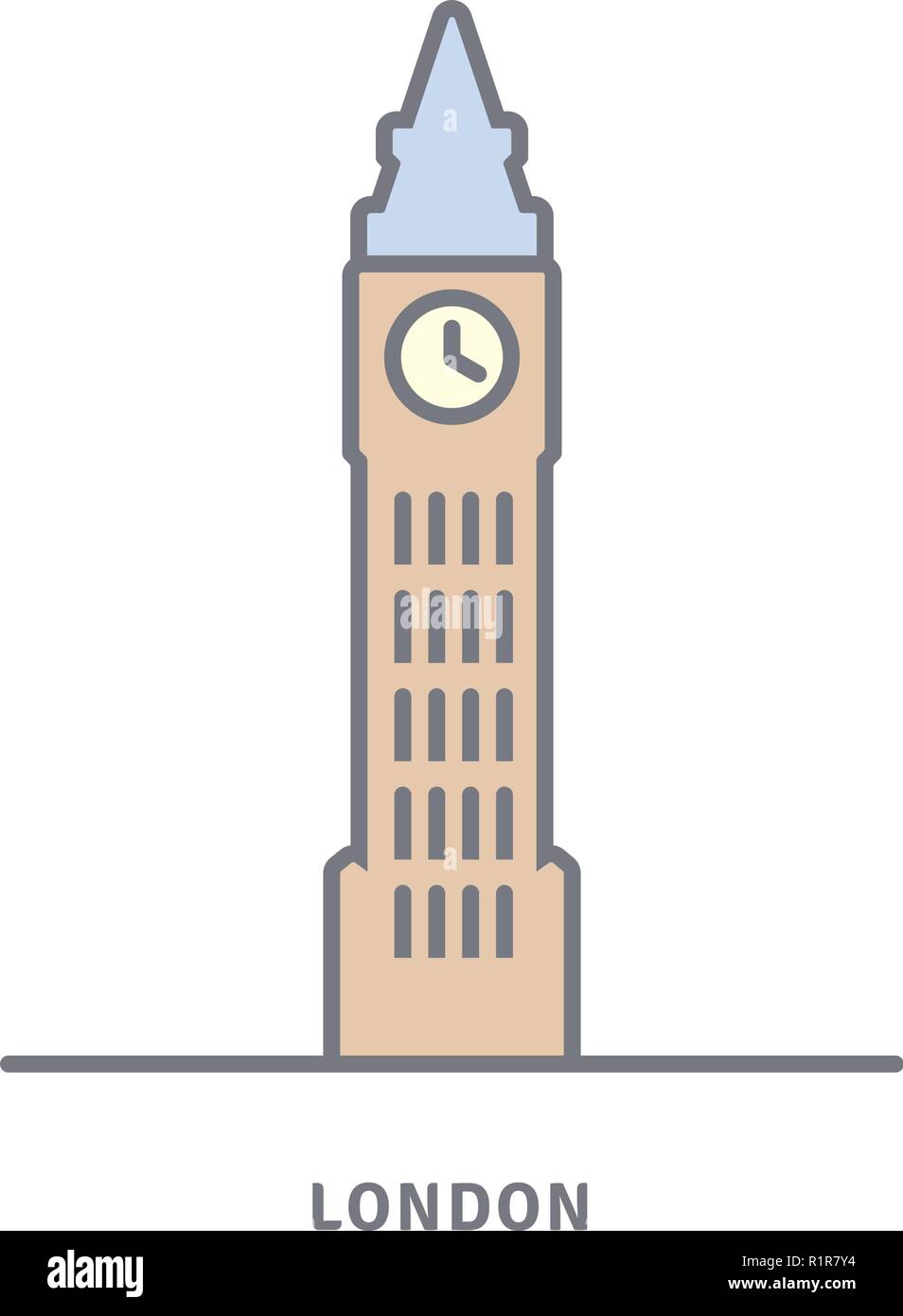 London Line Symbol. Big Ben Vector Illustration. Stock Vektor