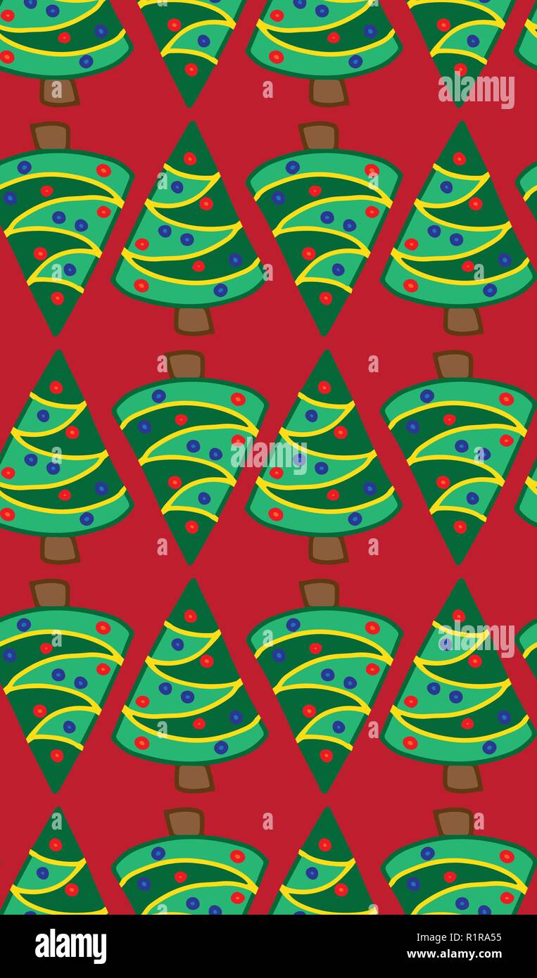 Weihnachtsbäume rot, nahtlose Vektor Muster Stock Vektor
