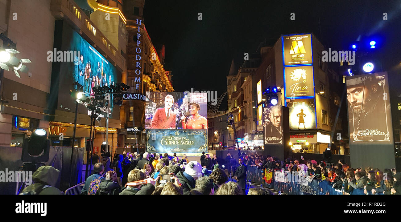 London, UK, 13.Nov, 2018, fantastische Tiere: Die Verbrechen von Grindelwald britische Premier London, UK. 13 Nov, 2018. Credit: Helen Cox/Alamy leben Nachrichten Stockfoto