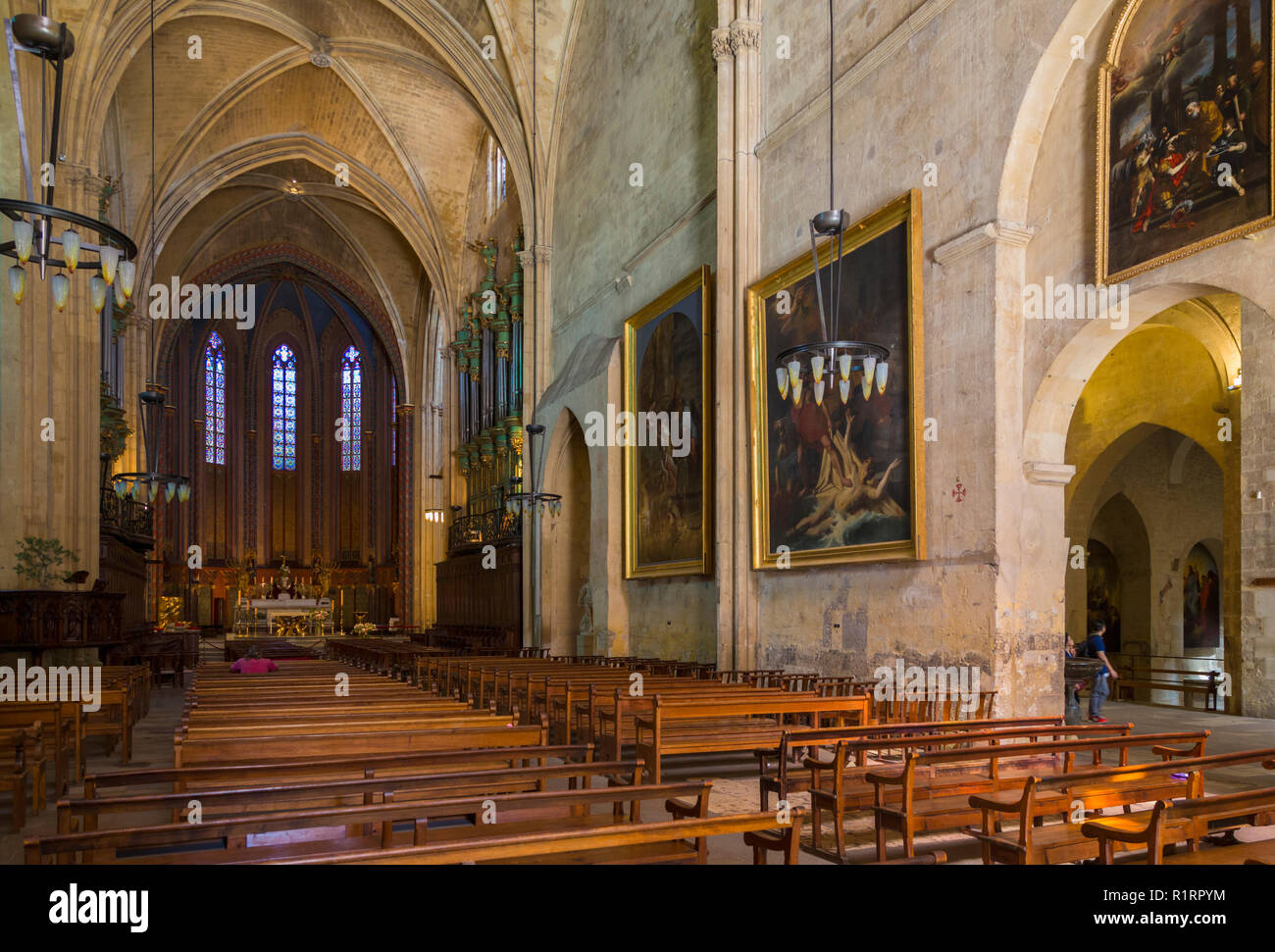 Aix-en-Provence, Provence-Alpes-Côte d'Azur, Frankreich. Kathedrale des Heiligen Erlöser. Cathédrale Saint-Jean d'Aix-en-Provence. Interieur. Stockfoto