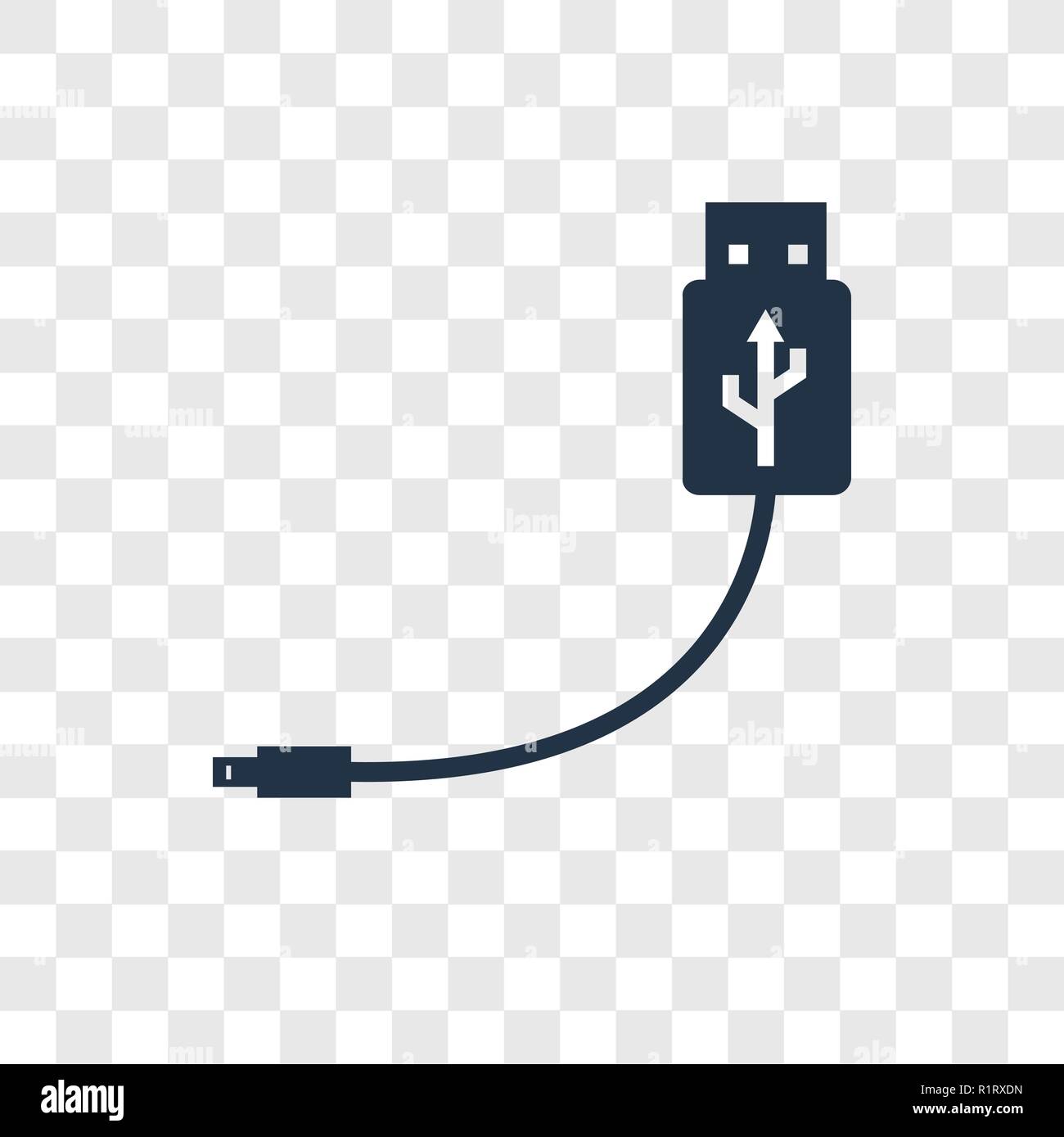 Usb-Kabel vektor Icon auf transparentem Hintergrund isoliert, USB-Kabel  Transparenz logo Konzept Stock-Vektorgrafik - Alamy