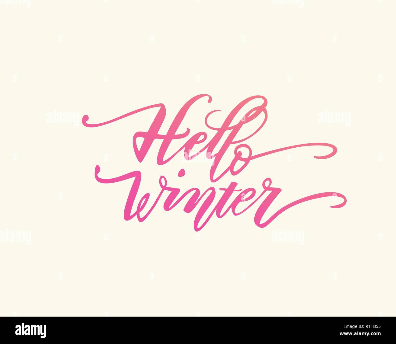 Hallo Winter. Hand gezeichnet Kalligraphie und Pinsel, Stift Schriftzug. Design für Urlaub Grußkarte und Einladung von saisonalen Winterurlaub. Schwarz auf whi Stock Vektor