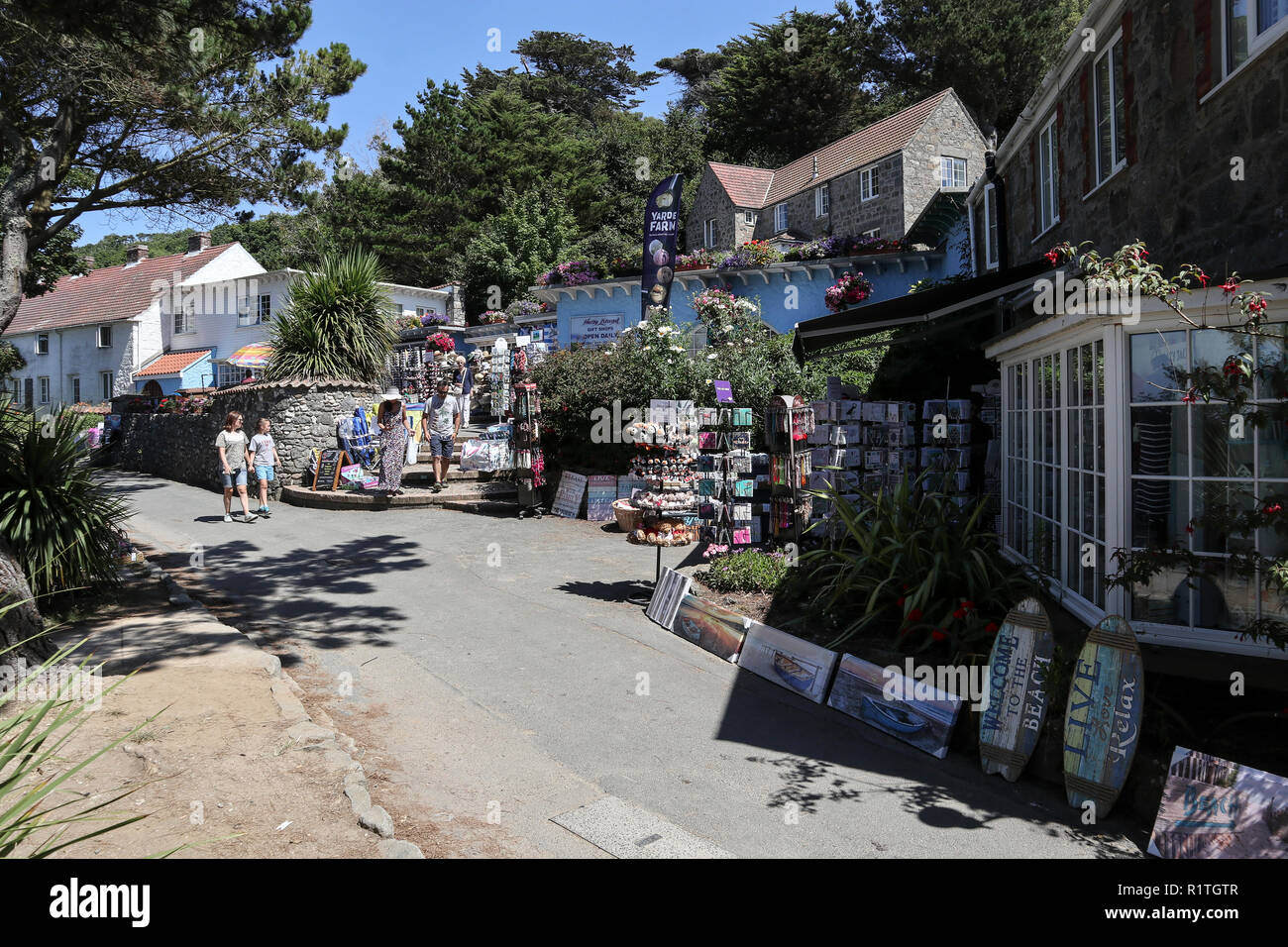 Die Hauptstraße auf Herm Insel, Channel Islands, Großbritannien Stockfoto