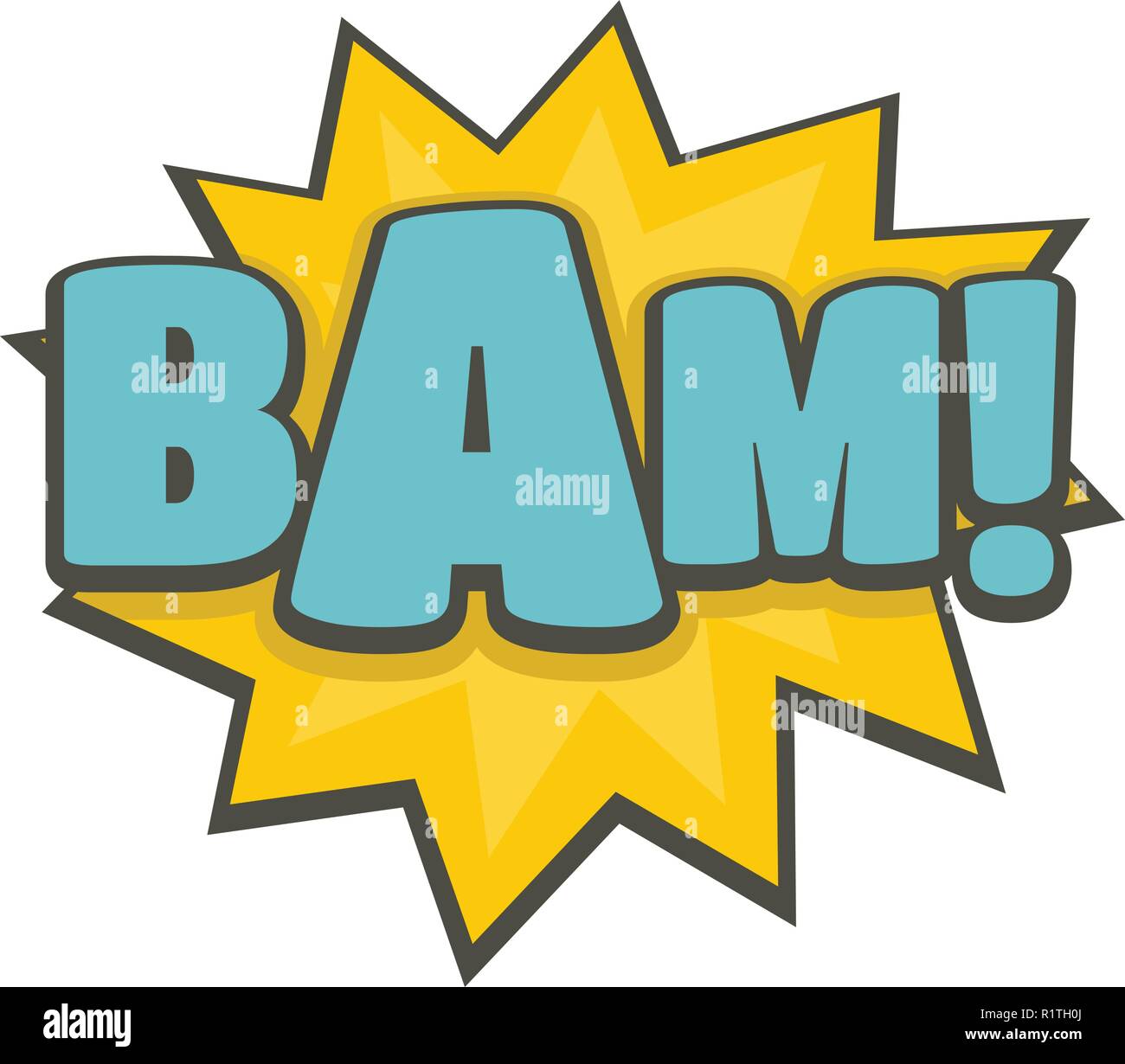 Comic Boom bam-Symbol. Flache Darstellung der komischen Boom bam Vektor Symbol auf weißem Hintergrund Stock Vektor